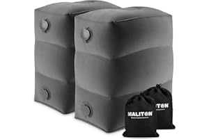 MALITON Nadmuchiwany podróżny podnóżek, łóżko samolotowe dla dzieci, regulowana wysokość, stwórz płaskie łóżko dla dzieci i małych dzieci, idealna do samolotu, pociągu, samochodu (ciemnoszara, 2 sztuki)