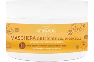 Maternatura, Masque Capillaire Nutritif Cheveux Secs aux Graines de Tournesol, Traitement Hydratant Cheveux Endommagés, Routine Beauté Bio pour Chevelu et les Cheveux Secs, Made in Italy - 200 ml