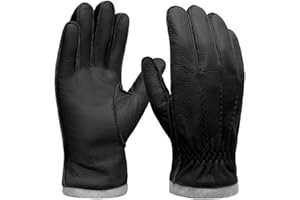 MGGMOKAY Guanti da uomo in pelle di cervo con fodera in cashmere