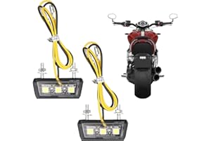 NANGILO 2PCS 12V Led Motorcycle Number Plate Light,Universal LED Motorbike Number Plate Light Motorcycle,Waterproof Motorbike Rear Light with 3 Super Bright LED,for All Models of Motorcycles and Quads(White)