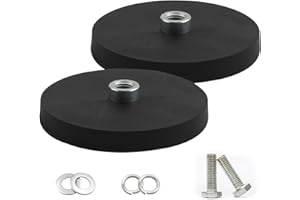 BEATIFIC Lot de 2 aimants en néodyme caoutchoutés, aimants ronds en caoutchouc avec trou de vis convexe M6, aimant de préhension plat Ø 66 mm, capacité de charge 55 kg, aimant en pot disque pour vis, crochets