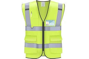 Oyayubi Warnwesten Auto Pannenweste, EN ISO 20471 Gelb Warnweste, Neongelb Sicherheitsweste, Reflektierend Weste, Herren Frauen, Pkw, LKW - XXL