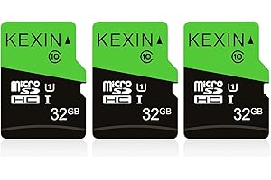 KEXIN Micro SD Tarjeta Memoria de 32GB, MicroSDHC Tarjeta hasta 70 MB/s de Alta Velocidad, TF Tarjeta UHS-1, Class10 [3 Pack * 32GB] para Movil, Tableta, Cámara y Drones(Verde Negro)