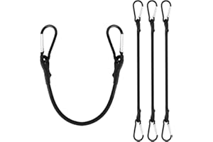 KALIONE 4 x 20 cm ekspander z hakiem, czarna guma z haczykiem, linka napinająca o wysokiej wytrzymałości, linka rozprężna, do markizy, bagażnika, roweru, kempingu