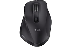 Trust Fyda Mouse Wireless Ricaricabile, Design Sostenibile, 800-2400 DPI, 6 Pulsanti, 2,4 GHz, Ricevitore USB, Mouse Ergonomico senza Filo per Laptop, PC, Computer, Macbook, Ufficio - Nero