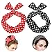 Pixnor 2pcs Haarband POLKA DOTS Rockabilly Draht biegbar Bunny Ohr binden Bow Stirnband Haarschmuck Geschenk Gift