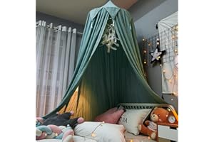 Ricemru Groß Betthimmel Baby Blickdicht Jungen Mint Grün Babybett Kinderbett Baldachin Rund Hängende Kinder Moskitonetz Insektenschutz Schlafzimmer Spiel Lesen Zelt 400cm