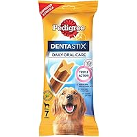 Pedigree Dentastix Large Breed (25 kg+) Oral Care Dog Treat, 270g Weekly Pack (7 Chew Sticks)