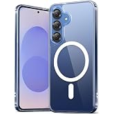 GGM GİYİM & AKSESUAR Samsung Galaxy S25 i&ccedil;in Magsafe ile Uyumlu Arka Kısmı Şeffaf Kenarları Silikon Yapılı G&uuml;&ccedil;lendirilmiş Mık