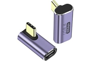 QIANRENON Adapter USB C 90° typu C żeński na męski łącznik kątowy USB 4.0 40 Gb/s transfer danych typ C OTG do laptopa tabletu telefonu 2 szt. (pionowe wygięcie))