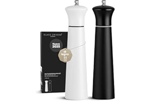 Black Sweden Home Macina Sale e Pepe in Legno - Set Sale e Pepe Elegante - Macinino per Pepe con Design Nero e Bianco - Macina Spezie in Ceramica - Nordic Style - Perfetto per Tavola Moderna
