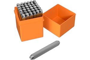 Labmilon 37 Pièces Tampon Lettre, Poincon Metal, Lettre à Frapper A-Z/Chiffres 0-8/Symbol &/Symbole du Coeur, Lettre pour Argile Autodurcissante pour Estampage du Métal, du Plastique, du Cuir(3mm)