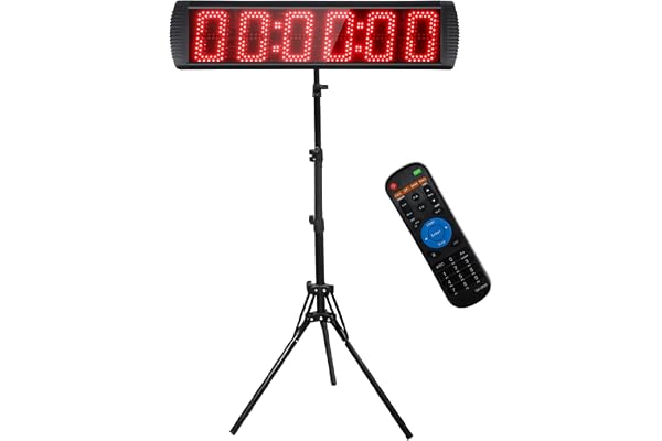 GANXIN Reloj portátil de 5 pulgadas de alto carácter 6 dígitos LED de carrera con trípode para eventos de ejecución, temporizador digital de cuenta regresiva/arriba, por control remoto