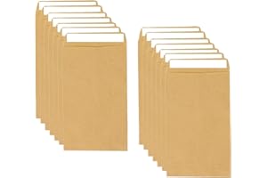 GUNWON 50pcs Self Seal PocketEnvelopes,Brown Little Kraft Paper Bags,SmallBrown Envelopes,Mini Brown Seed Envelopes Coin & Small Parts Envelopesfor Packing or Storing Small Items,Beads or Seeds(6x10cm)