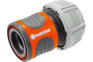 Plastique Raccord d'arrosage rapide 19 mm (3/4 Pouce) de Gardena : raccord enfichable de début de tuyau, étanche, rainures encastrées rainurées, emballé (18216-20)