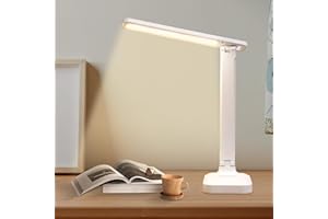 Lámpara Escritorio LED, Plegable, 3 Modos y 5 Niveles de Brillo,Control Táctil con Carga USB, Flexo Lámpara de mesa Cuidado d
