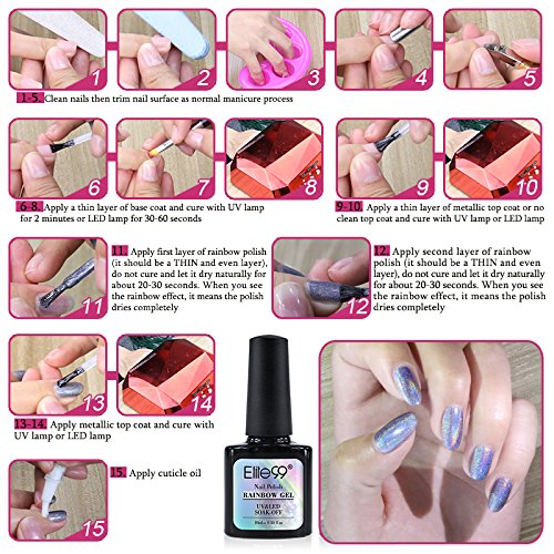 Elite99 UV Nagellack Nail Gel Polish Farbgel Nagelgel Regenbogen Effekt Gelish (12x Stück +1x Stück Reinforce-Überlack ) - 3