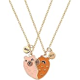 FloralGrace 2pcs Capybara Friendship Chains for 2 Girls Best Friends Heart Necklace with Matching Hands Capybara Pendant