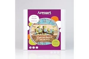 Arenart | 1 Reloj Dream Ø38 cm| para Pintar con Arenas de Colores | Manualidades para Adultos y Jóvenes | Dibujo Fácil | Pintar por números | +9 años