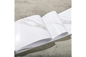 Guest Ruyunlai Carta da parati autoadesiva per bordo del bagno, impermeabile, bordi per pareti della cucina, in PVC, rimovibile, bordo delle piastrelleBianco jazz 20CM X 500CM