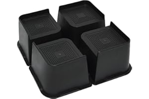 APOMOONS 4 Bed Risers(3Inch)Furniture Risers L-Shape Table Riser Premium Adjustable Furniture Risers Extenders Furniture Risers for Bed Lifts Blocks for Couch Desk Sofa Table Bookshelf(Black 4Pack, 3inch）