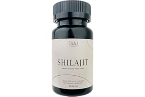 TAAJ | Shilajit en gélules | Pur de l'Himalaya, 100% naturel | 70% d'acides fulviques | + 85 minéraux et oligo-éléments | Antioxydant | Réduit stress & fatigue | Cure de 30 jours | 60 gélules