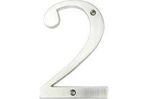 HASWARE House Number Sign 4 inch (10 cm) Modern Door Numbers Signage Plaque Street Home Address Numerals Zinc Alloy (2, Silver)