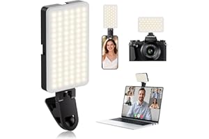BNEHHOV Selfie Licht, 90 LED Tragbare Videolicht mit Clip, CRI 95+ Wiederaufladbare 1800mAh Handylicht mit 3 Lichtmodi und 10 Helligkeitsstufen für Telefon, iPad, Laptop, Kamera