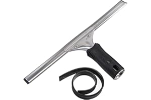 Unger 12" Professional Window Cleaning Squeegee with Rubber Replacement - Cleaning Supplies, Heavy Duty Window Cleaning Squeegee for Cleaning Windows, Results Without