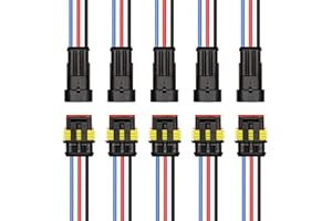 Xiatiaosann 5PCS Auto Étanche Connecteur De Fil Électrique 3 Broches 1.5mm Terminal Connecteur Automobile Remplacement Connecteurs Avec 10cm 18AWG Fil pour Moto, Voiture, Bateau