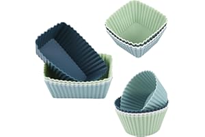 Yzpklhw Silicone Muffin Tray - 12 BPA-Free Reusable Baking Molds for Cupcakes - Rectangle/Circle Shapes