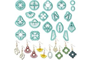 ORIGACH 19 Pcs Geometric Irregular Shape Polymer Clay Cutters Set Boho Earring Clay Cutter DIY Craft Supplies for Earring and Jewelry Making