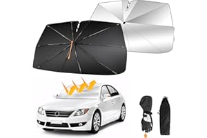 Oziral Samochodowa osłona przeciwsłoneczna na przednią szybę, obracana o 360°, składana, składana ochrona przed słońcem, ogon z sprężynami, nadaje się do ochrony przed słońcem, ochrona przed