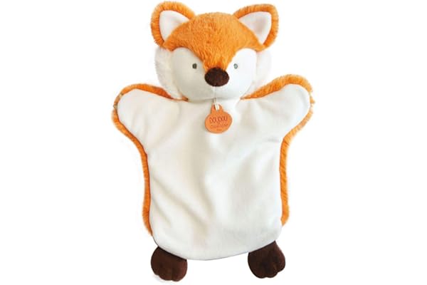 DOUDOU ET COMPAGNIE - Peluche Marionnette Renard - 25 cm - Orange - Collection Marionnette Sauvage - Marionnette À Main Ultra Douce - Idée Cadeau pour Enfant - Garantie Doudou Perdu - DC3616
