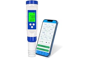 YIYEGO Bluetooth pH Messgerät Wasser, 5-In-1 Salzgehalt TDS EC Temperatur pH Tester mit ACT, Wasserdichtes IP67 pH Wert Messgerät, pH Meter für Haushalt Trinken, Pool, Schwimmbad und Aquarium