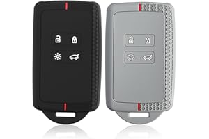 ZYFURN 2Pcs Car Key Cover for Dacia Key Card Case for Renault Trafic Captur Clio Arkana Kadjar Kangoo Twingo Talisman Koleos Grand Scenic Megane Zoe Dacia 4-Button TPU Silicone Car Keys Case (Black and Grey)