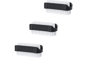 PARSA Beauty - Juego de 3 Cepillos de Doble Cara de Limpieza Profunda y Versátiles para Uñas y Manos - Negro