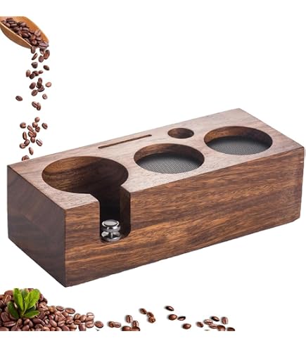 Stazione Tamper LingTing In Legno Di Noce Per Accessori Caffè 58 Mm - Supporto 5 Fori Per Pressino, Distributore E Maniglia