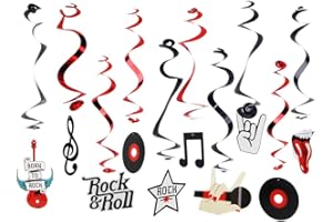 SUNBEAUTY Rock & Roll - Discos decorativos para fiestas de música (metal pesado, rockabilly, años 50, 60, 70, 80, 90, tema, decoración colgante, discoteca)