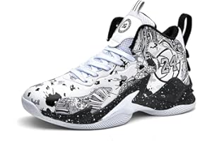 Hixingo Zapatos de Baloncesto Hombre Mujeres, Graffiti Zapatillas de Baloncesto Niño Zapatillas de Deporte de Caña Alta Unisex Zapatillas Sneakers Antideslizantes Zapatos Casuales Cómodos 35-45 EU