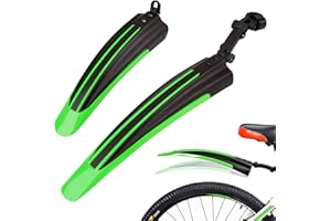 Kugooyi Bike Mudguard Set, Bicycle Fenders Front & Rear Mud Guard Portable Universal Adjustable Full Cover Thicken Widen Tires Mudflap for 20",22",24",26" MTB Mountain Road Cycling (Green)