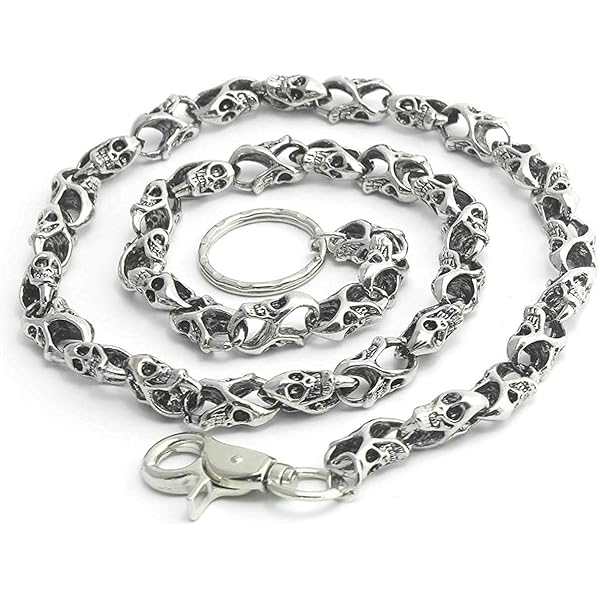 Catena Per Portafoglio Con Teschio In Argento Per Uomo - Foto 6