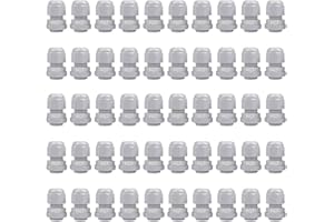 GTIWUNG 50 pezzi Pressacavi Impermeabili PG7, Passacavo con Controdado, Nylon Pressacavi Connettori Ø3-6.5mm, Passacavi Regolabili per Casa, Giardino, Illuminazione Esterni (Bianco)