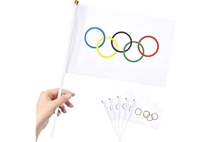 BGTLJKD Drapeau Olympique Petit, 30 Pièces Drapeaux Jeux Olympiques Olympique Drapeau decoration jeux olympiques Pour Jeux Olympiques Mini Drapeau Olympique avec Poteau