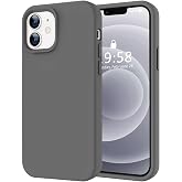 URUCHI iPhone 12/12 Pro ile Uyumlu Kılıf, İ&ccedil;i Kadife Kaplamalı İnce Sıvı Silikon Tam Koruma Yumuşak Jel Silikon Kapak, Gri