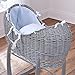 Luxury British Made Grey Wicker Noah Pod Moses Basket With Blue Cotton Candy Covers And Rocking Stand (Grey)