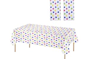 Cozlly 2Stk Party Tischdecke 137x274CM Bunt Tischdecke Plastik Tischdecke Wasserdicht Geburtstag Tischdecke Rechteck Tischtuch Wiederverwendbar Dekorative Tischdecken Party Garten Picknick 301-10102
