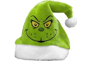 HGWOPGASD Weihnachtsmützen für Erwachsene, Grinch-Mütze, Weihnachtsmannmütze für Erwachsene, Weihnachtsmannmütze aus Plüsch, Unisex-Weihnachtsmütze, Bequeme Partyhüte für Erwachsene, Weihnachtsmützen