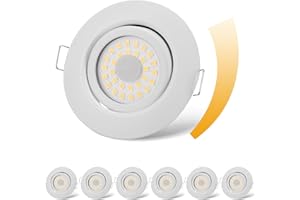 ‎CLOKSH cloksh LED Einbaustrahler 230V Flach Dimmbar LED Spots 6W IP44 Bad Einbauleuchten Weiß Deckenspots Deckenstrahler,Neutralweiß 4000K Schwenkbar Einbauspots für Badezimmer Küche Wohnzimmer,6er Set