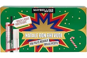Maybelline New York Cofanetto Regalo, Con Mascara, Matita Occhi e Gloss, Collezione Natale con Chi Vuoi 2024, Mascara Sky High, Matita Occhi Lasting Drama, Lucidalabbra Lifter Gloss